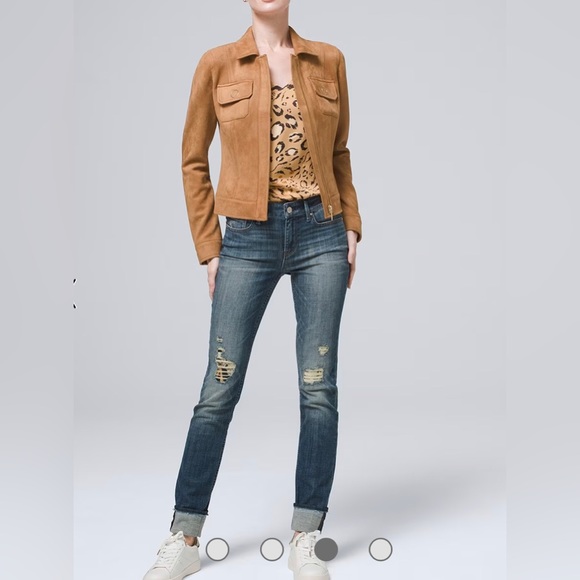 White House Black Market Denim - WHBM Women’s Jacquard Destructed The Slim Jeans